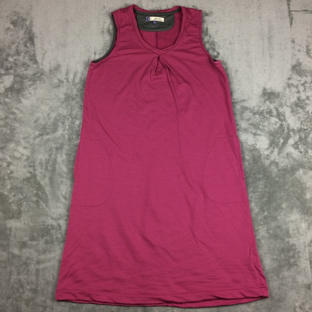Ibex Dress Womens Medium Merino Wool Purple Sleeveless V-Neck Pockets USA